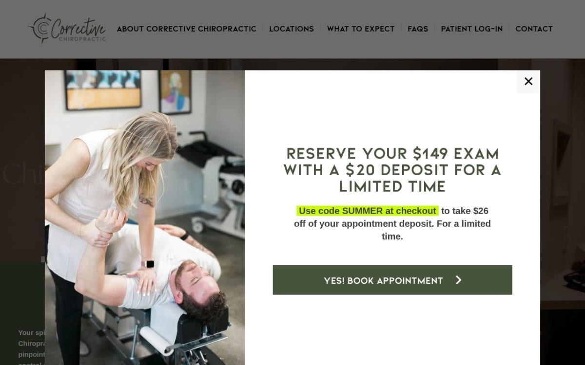 Corrective Chiropractic chiropractor website homepage