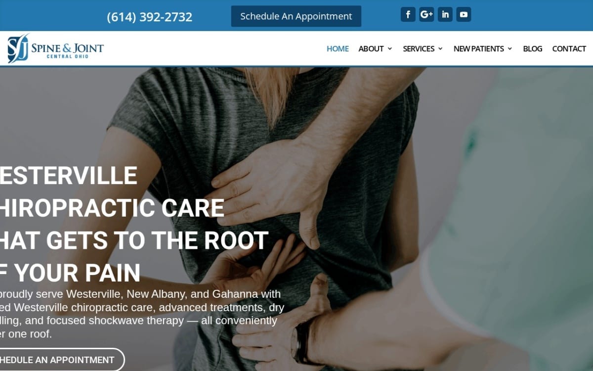 Central Ohio Spine and Joint chiropractor website homepage