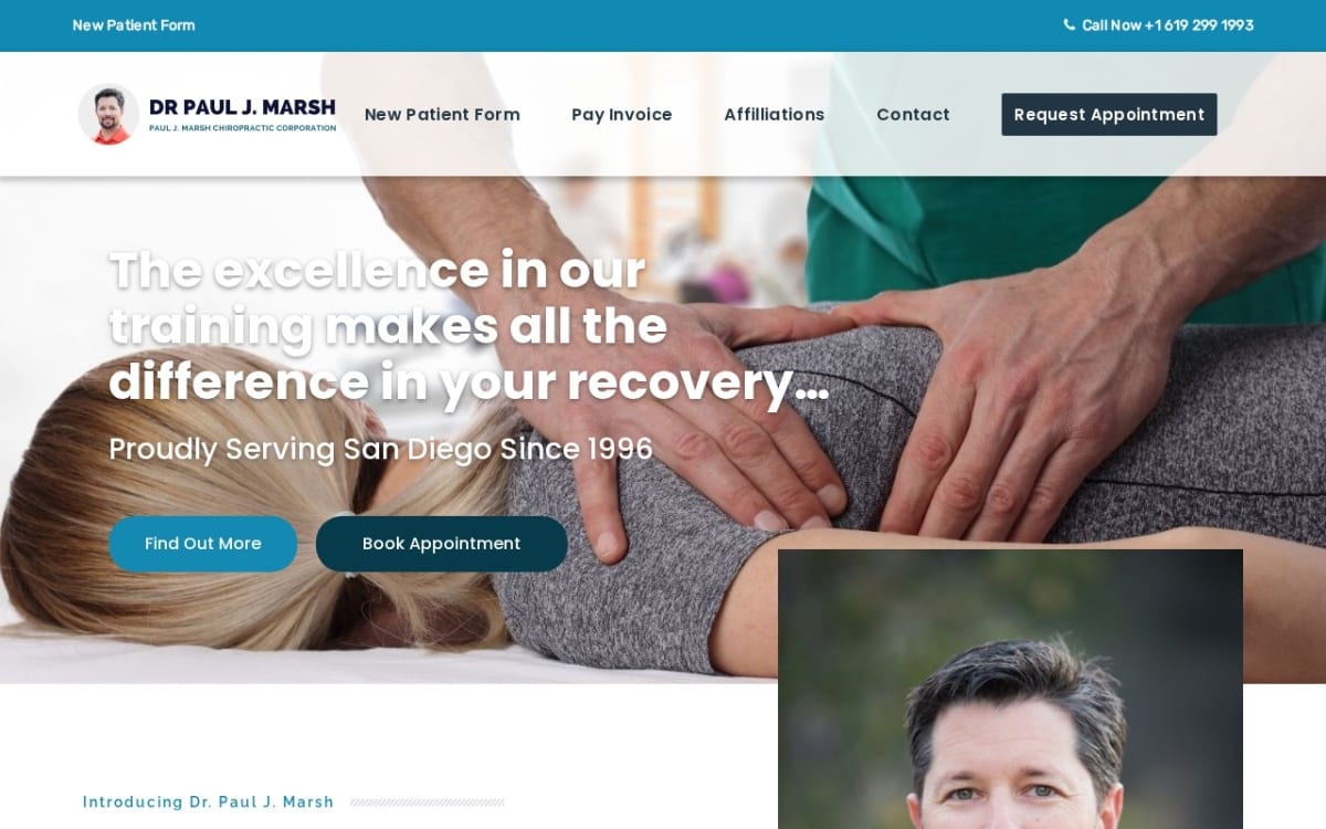 Paul Marsh Chiropractic Inc. chiropractor website homepage