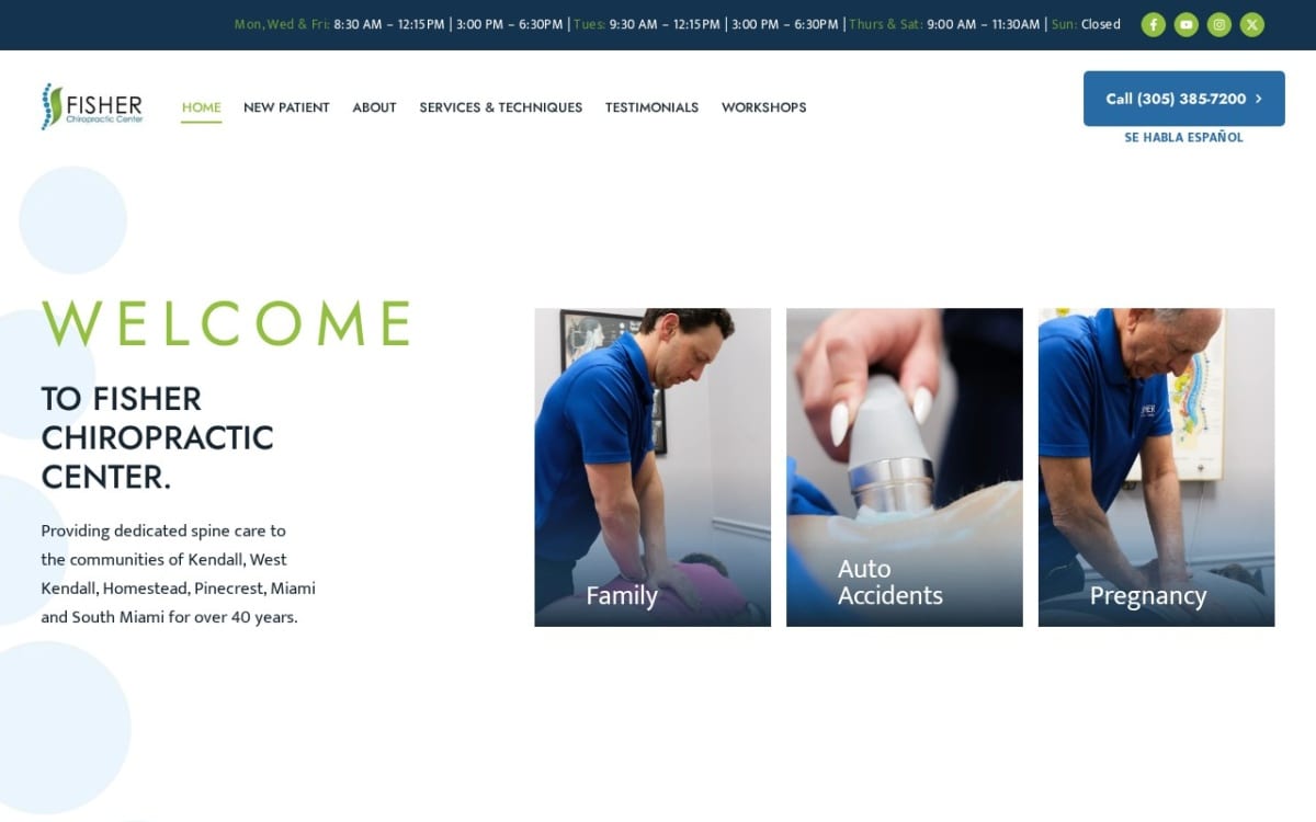 Fisher Chiropractic Center chiropractor website homepage