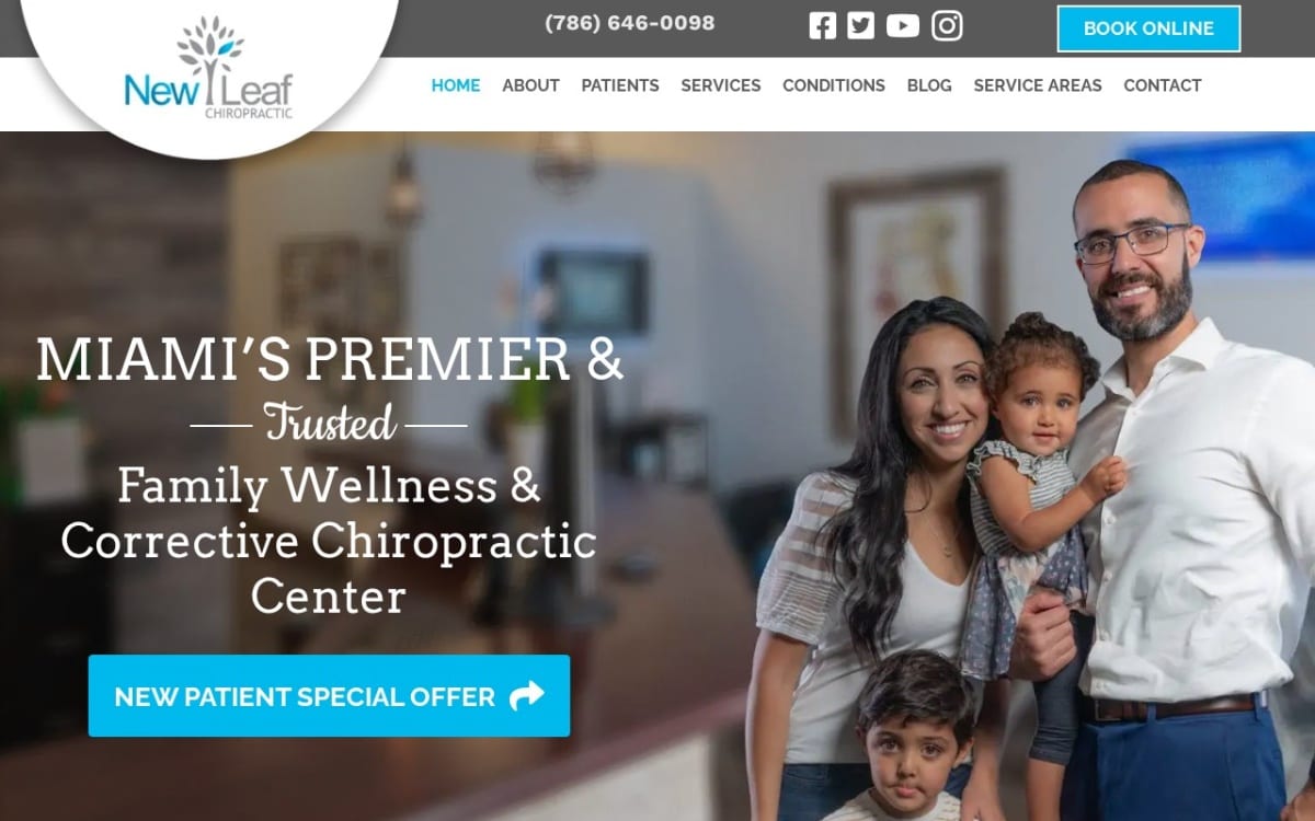New Leaf Chiropractic chiropractor website homepage