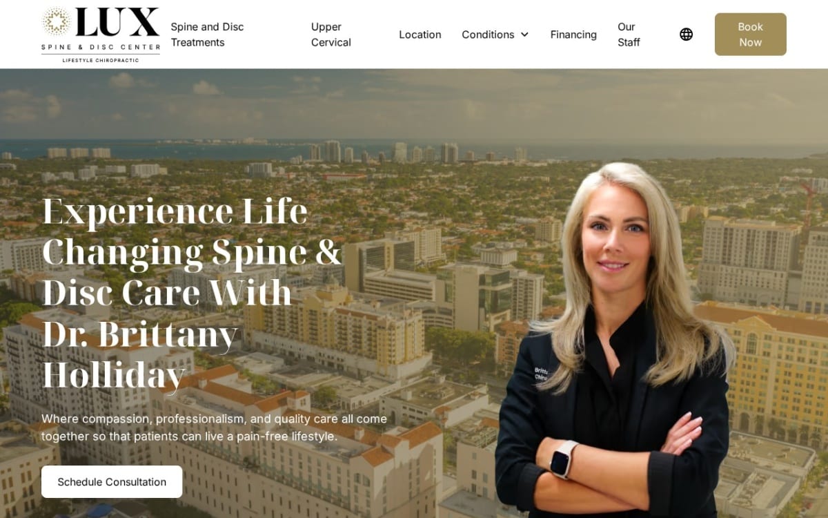 Lux Lifestyle Chiropractic || Dr. Brittany Holliday, DC chiropractor website homepage