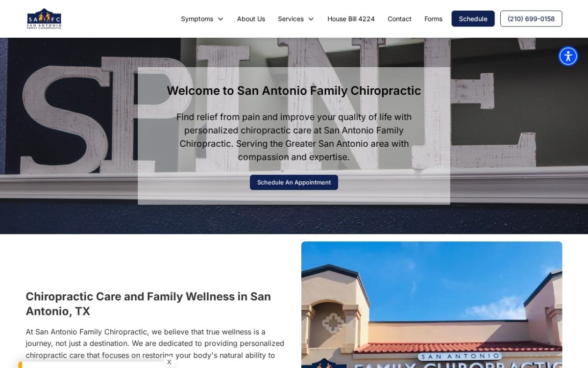 San Antonio Family Chiropractic chiropractor website homepage