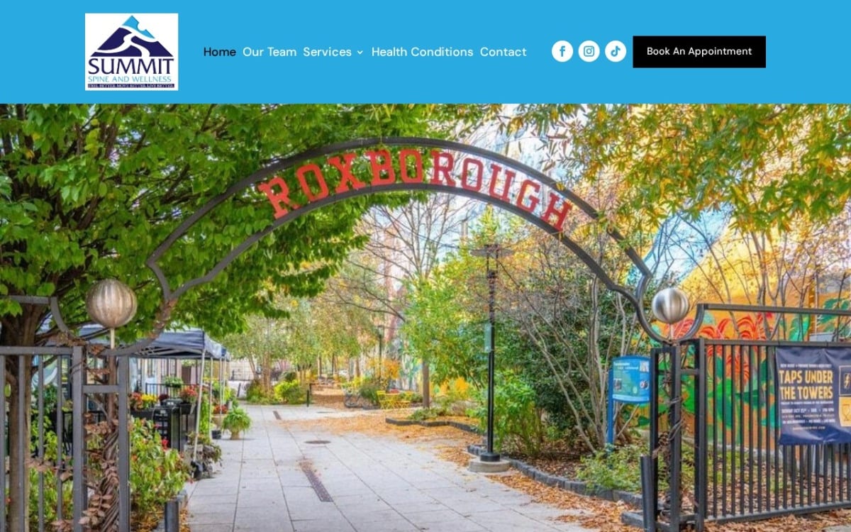 Summit Spine and Wellness chiropractor website homepage