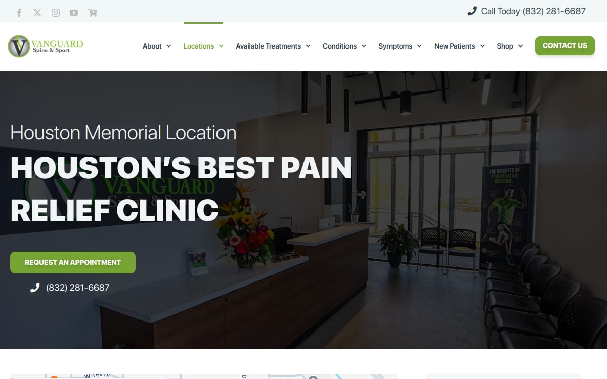 Vanguard Spine & Sport chiropractor website homepage