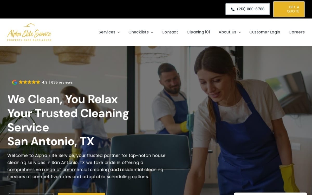 Alpha Elite Service LLC cleaning service website homepage