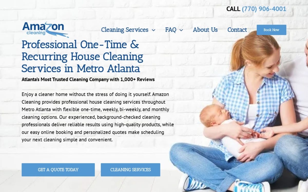 Amazon Cleaning cleaning service website homepage