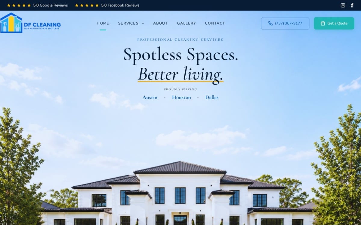 DF CLEANING LLC cleaning service website homepage