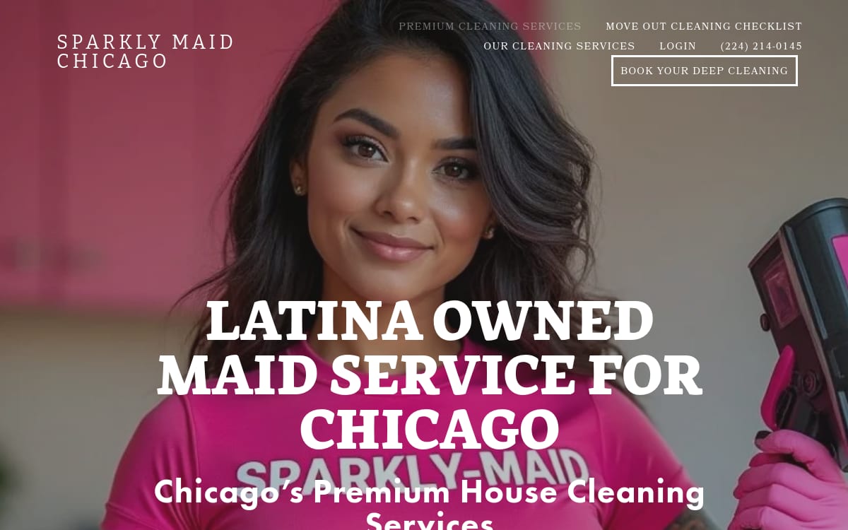 Sparkly Maid Chicago cleaning service website homepage
