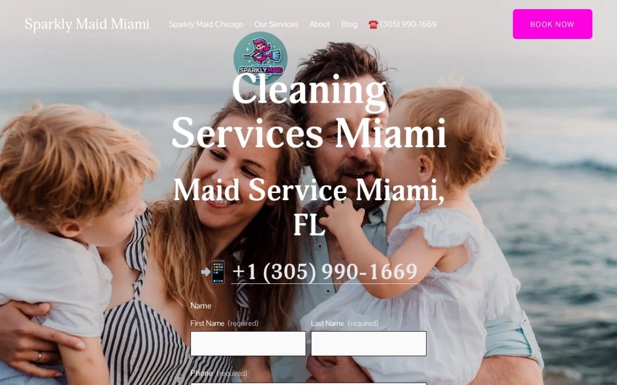 Sparkly Maid Miami Cleaning Services cleaning service website homepage