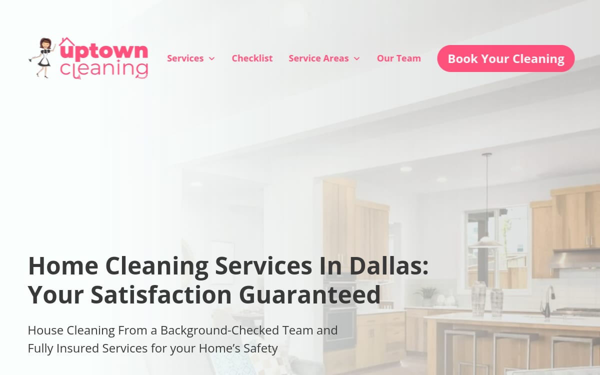 Uptown Cleaning cleaning service website homepage