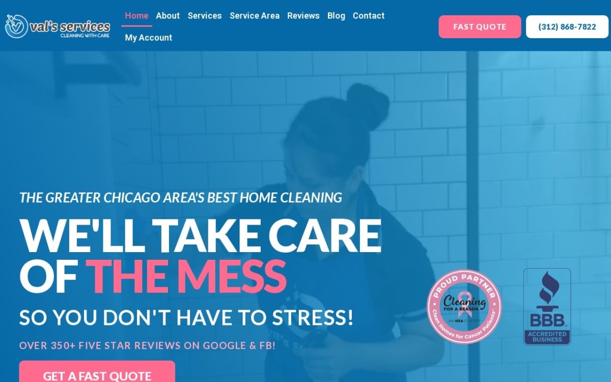 Val's Services Cleaning cleaning service website homepage