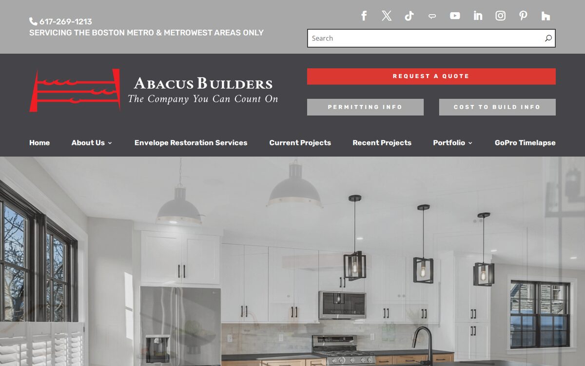 Abacus Builders contractor website homepage
