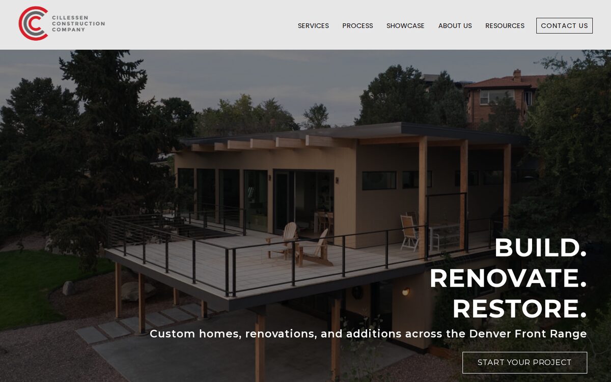 Cillessen Construction Company contractor website homepage