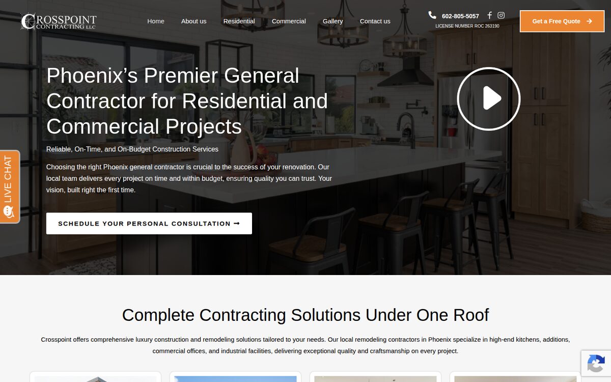 Crosspoint Contracting contractor website homepage