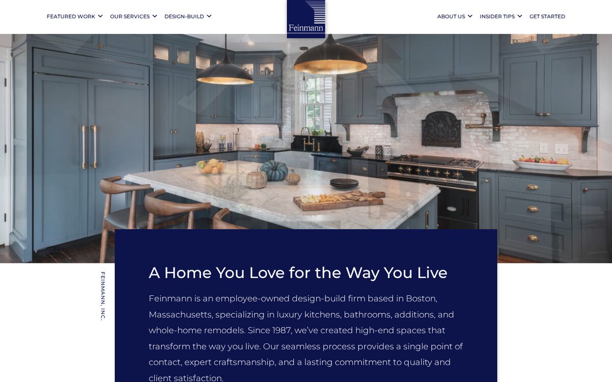 Feinmann contractor website homepage