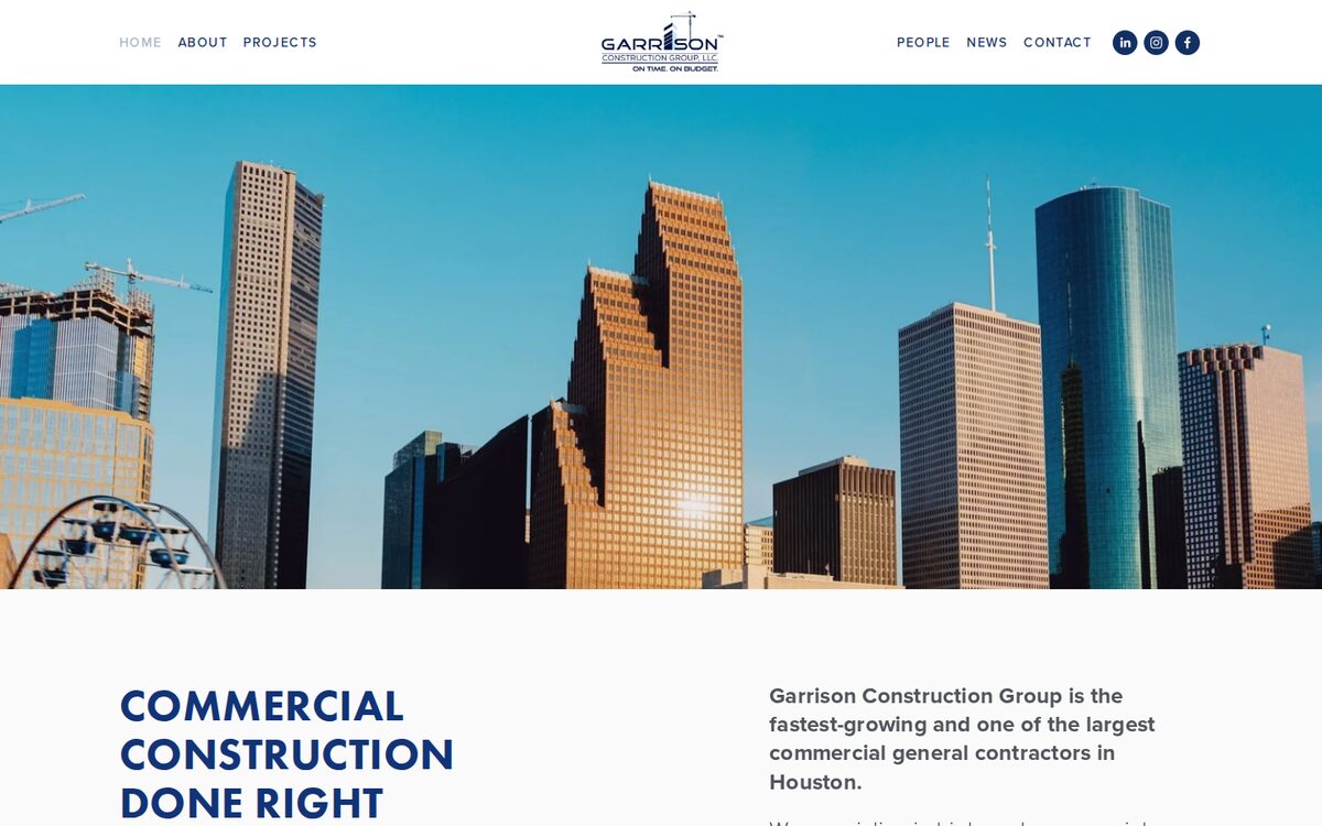 Garrison Construction Group contractor website homepage