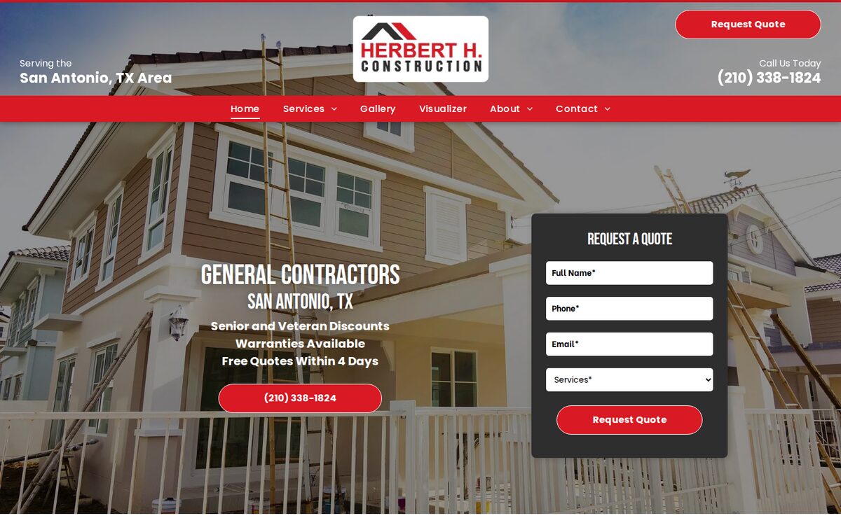 Herbert H Construction contractor website homepage