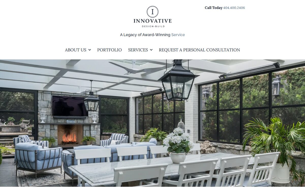 Innovative Design and Build contractor website homepage