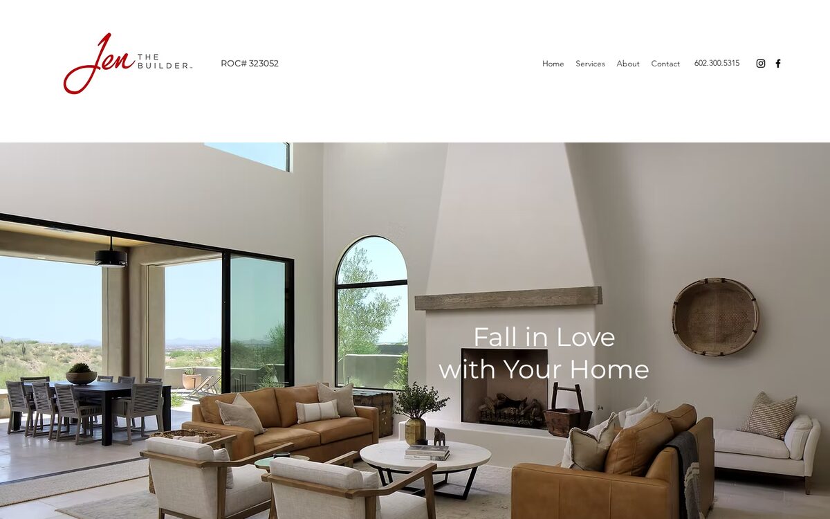 Jen The Builder contractor website homepage