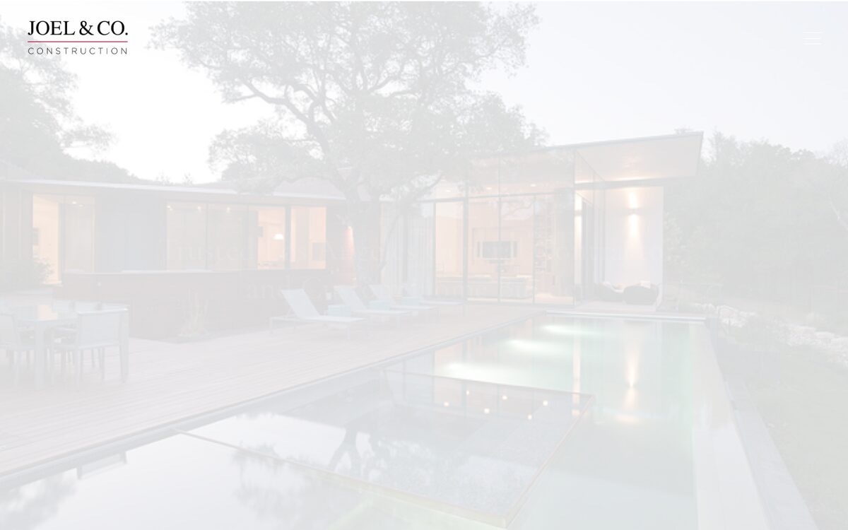 Joel and Co Construction contractor website homepage