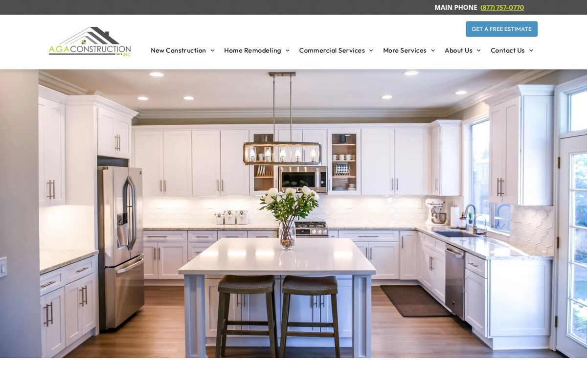 AGA Construction contractor website homepage