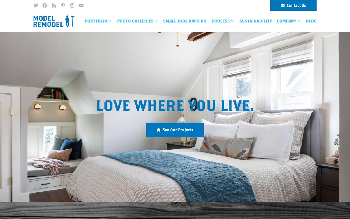 Model Remodel contractor website homepage