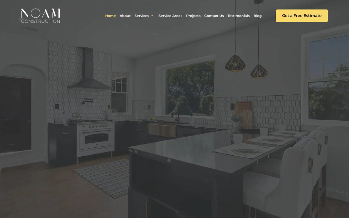 Noam Construction contractor website homepage