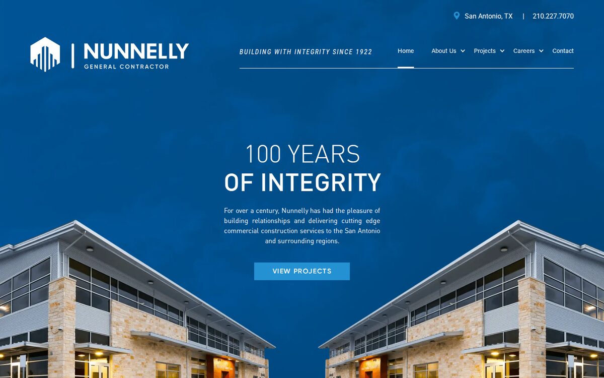 Nunnelly General Contractor construction website homepage