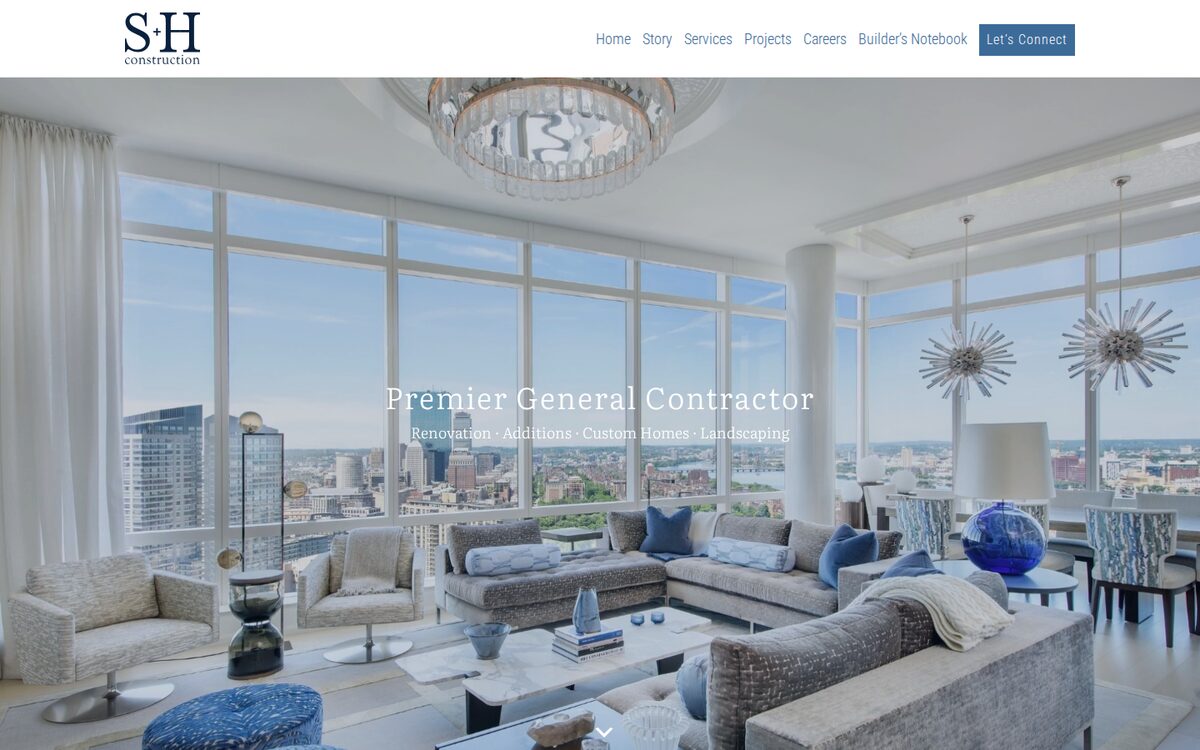 S and H Construction contractor website homepage