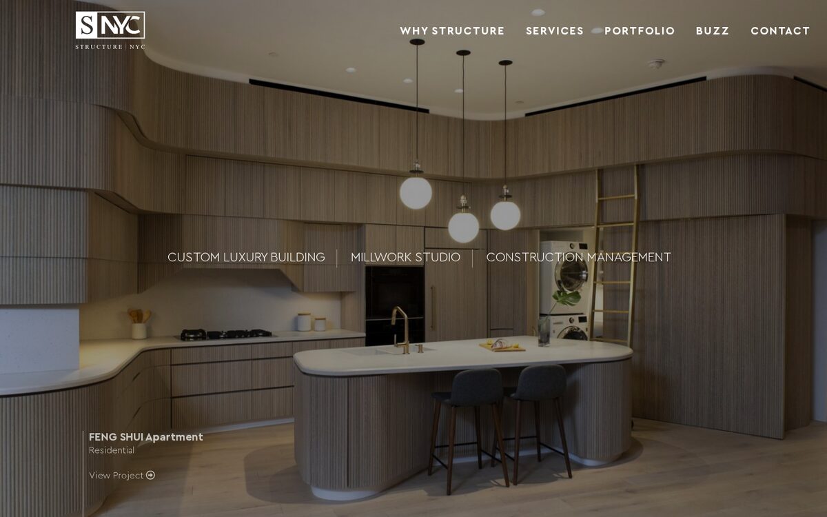 Structure NYC contractor website homepage
