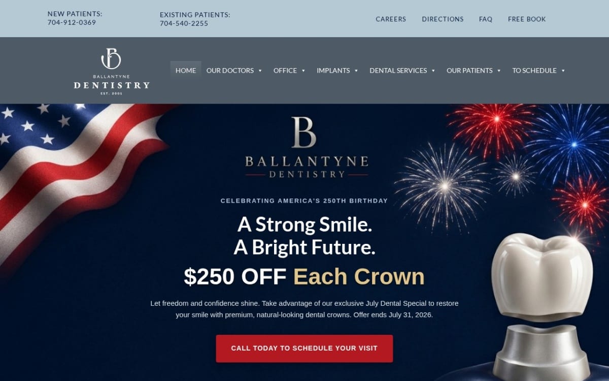 Ballantyne Dentistry dentist website homepage