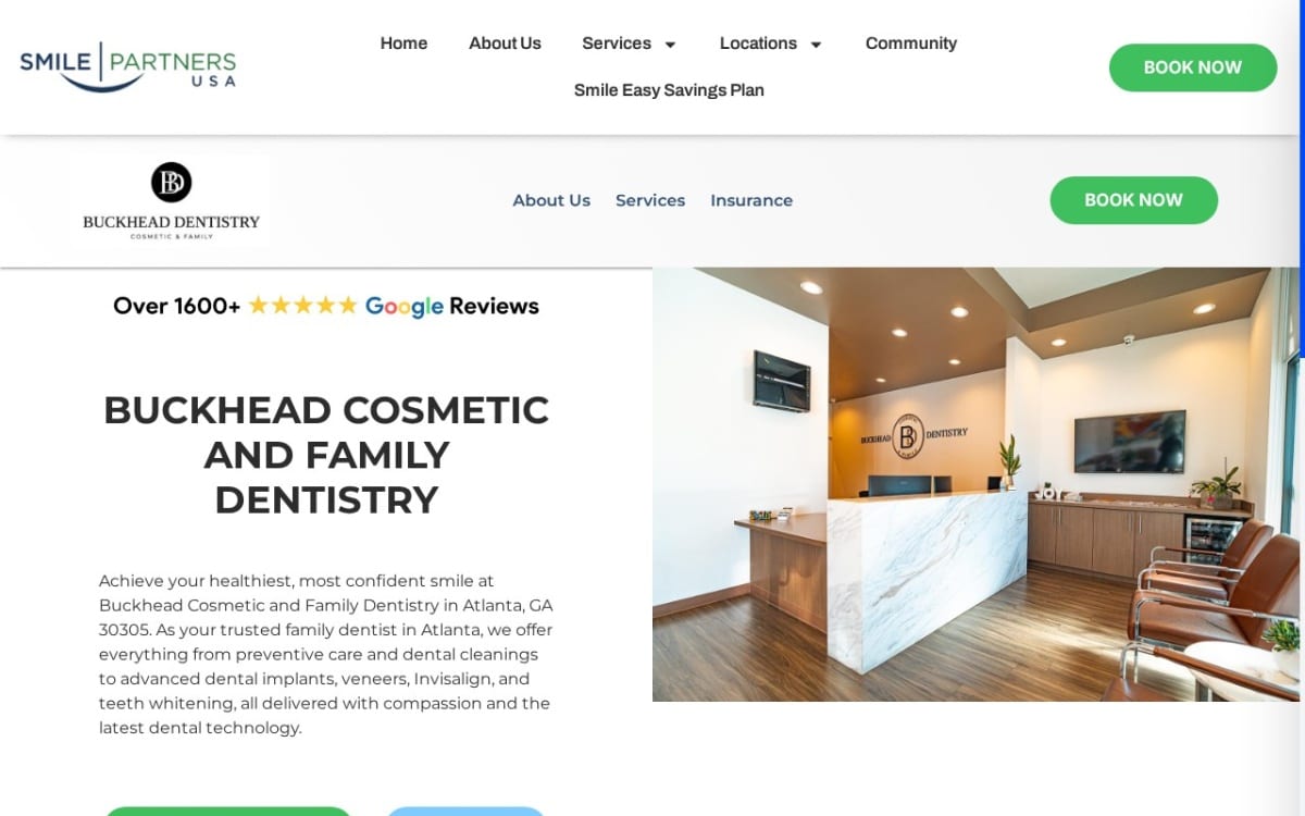 Buckhead Cosmetic & Family Dentistry dentist website homepage