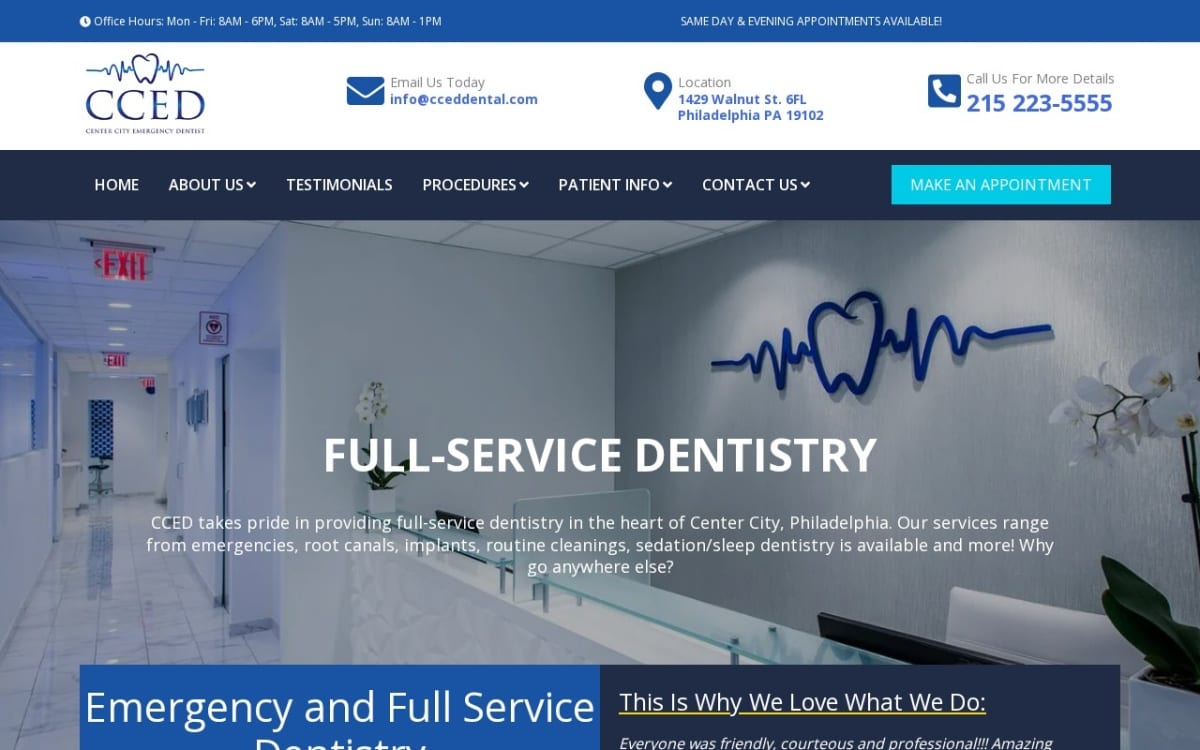 Center City Emergency Dentist dentist website homepage