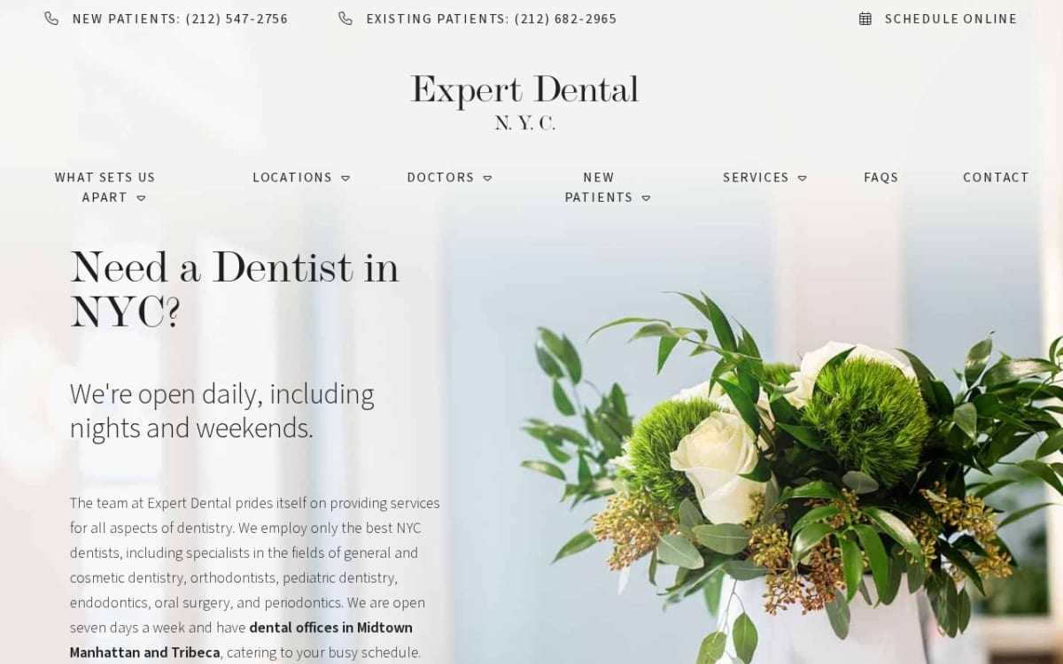 Expert Dental - Midtown dentist website homepage