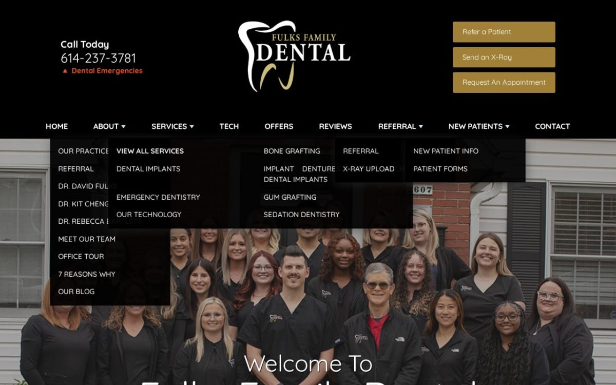 Fulks Family Dental dentist website homepage