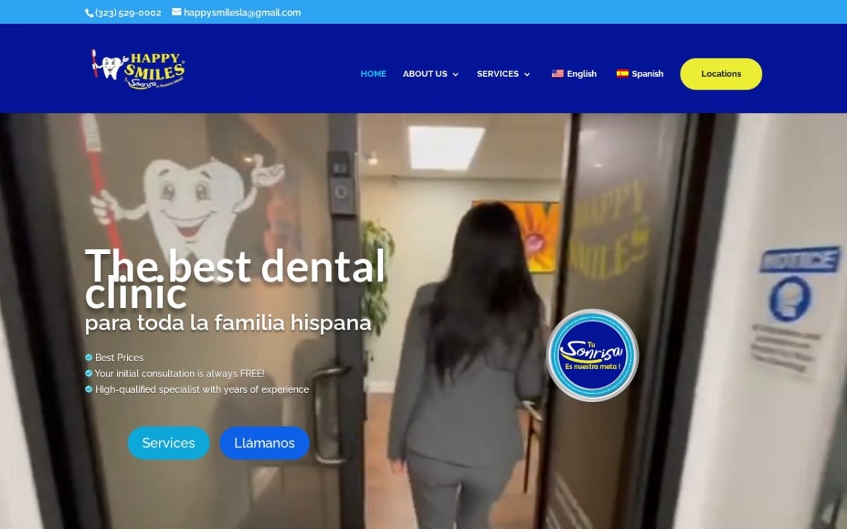 Happy Smiles dentist website homepage