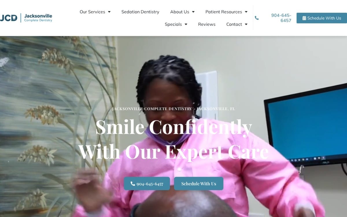 Jacksonville Complete Dentistry dentist website homepage