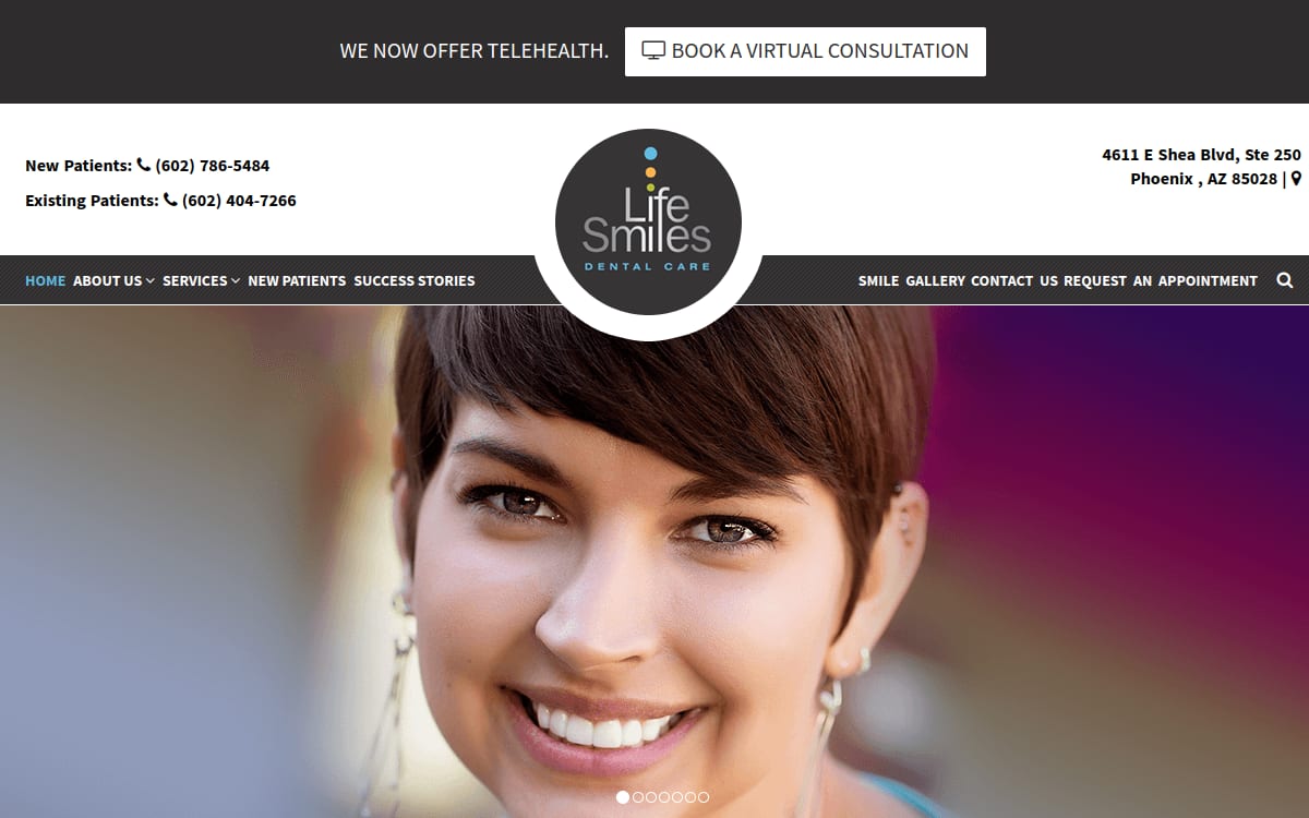Life Smiles Dental Care dentist website homepage