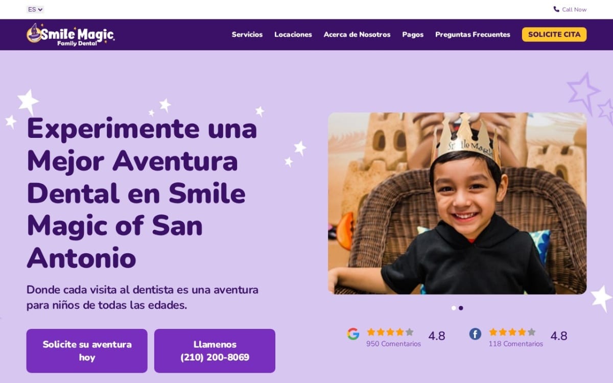 Smile Magic of San Antonio dentist website homepage