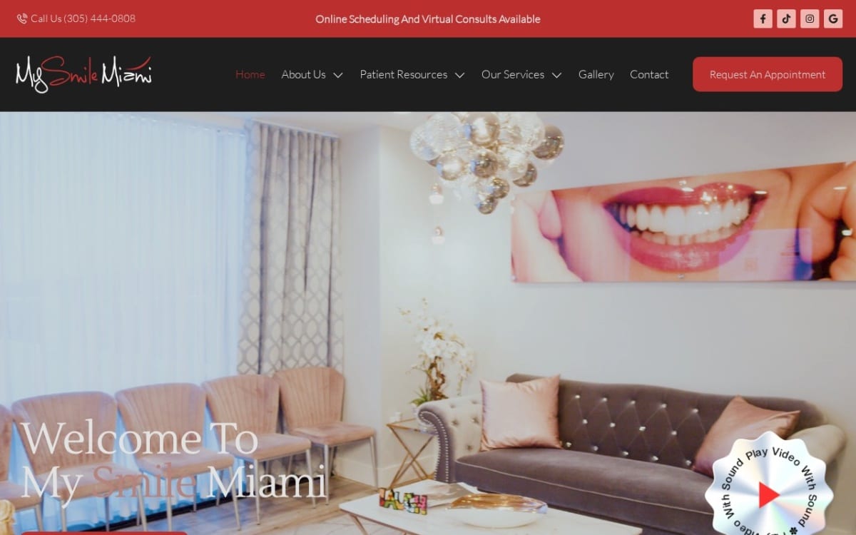 My Smile Miami dentist website homepage