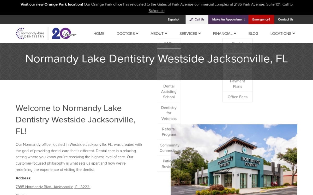 Normandy Lake Dentistry dentist website homepage