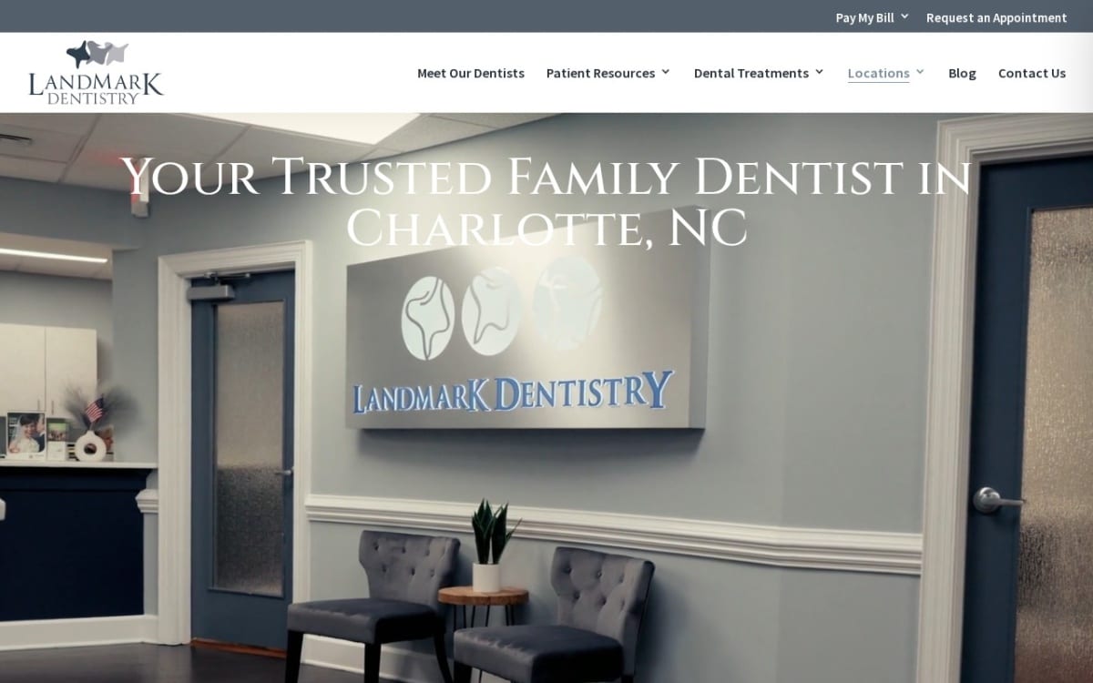 LandMark Dentistry Charlotte dentist website homepage
