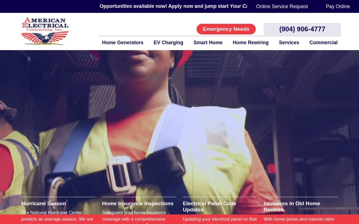 American Electrical Contracting Inc. electrician website homepage