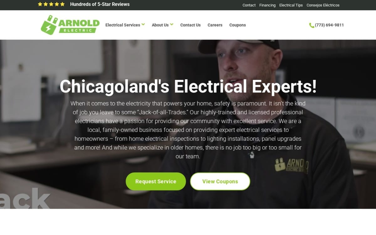 Arnold Electrical Services electrician website homepage