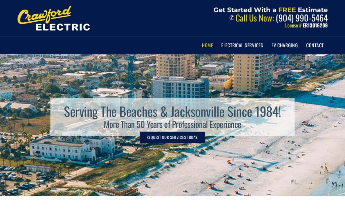 Crawford Electric electrician website homepage