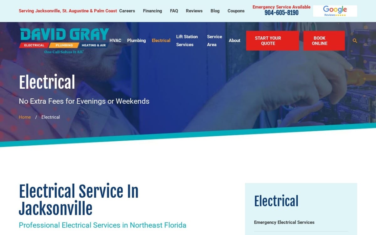 David Gray electrician website homepage