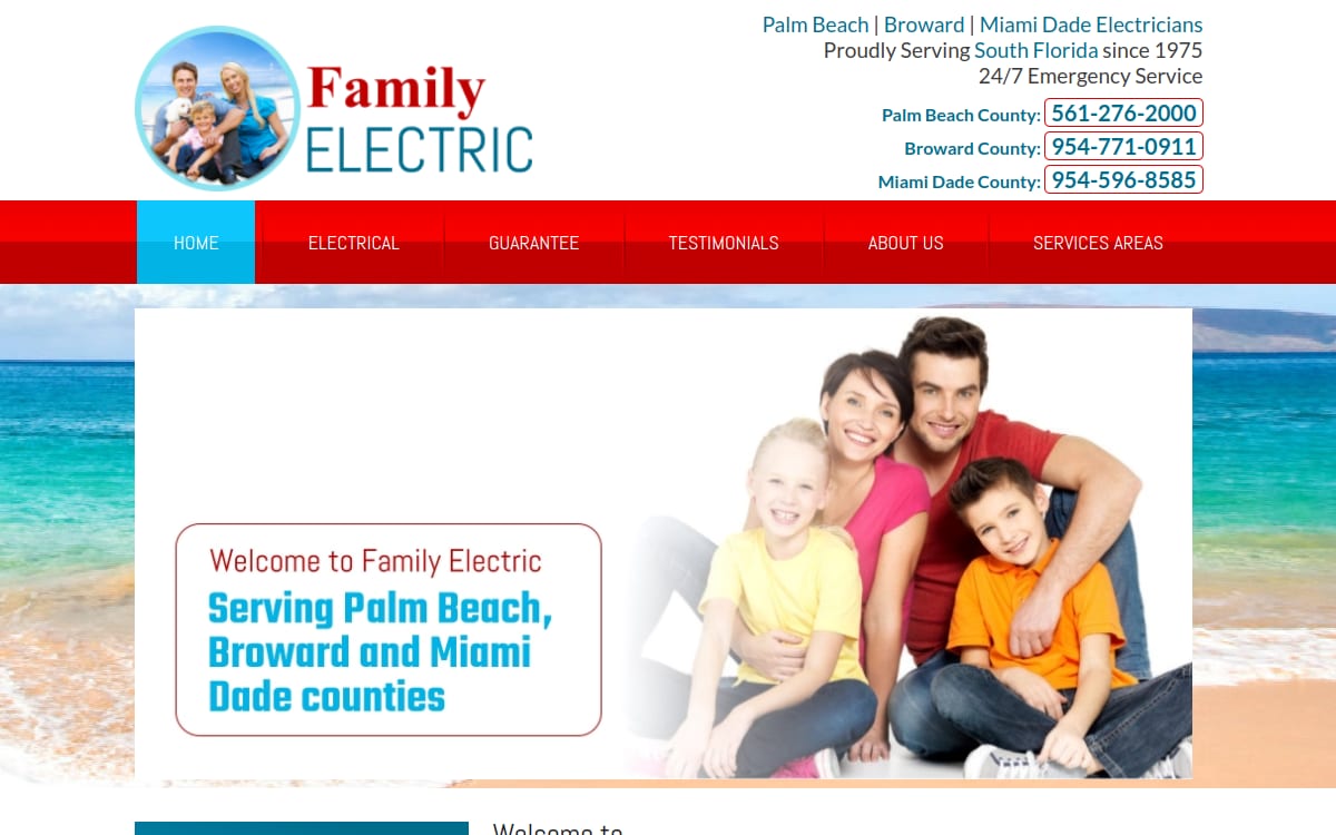 Family Electric LLC electrician website homepage