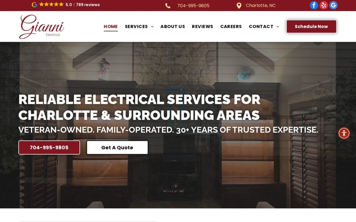 Gianni Electrical Service electrician website homepage