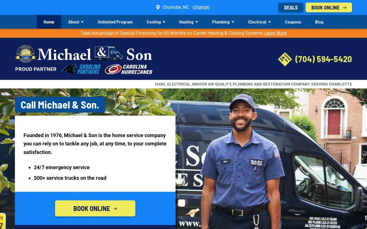 Michael & Son Services electrician website homepage